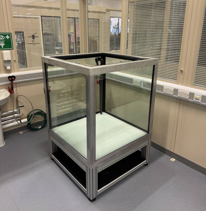Cube tank that we installed into Bristol University for underwater drone studys